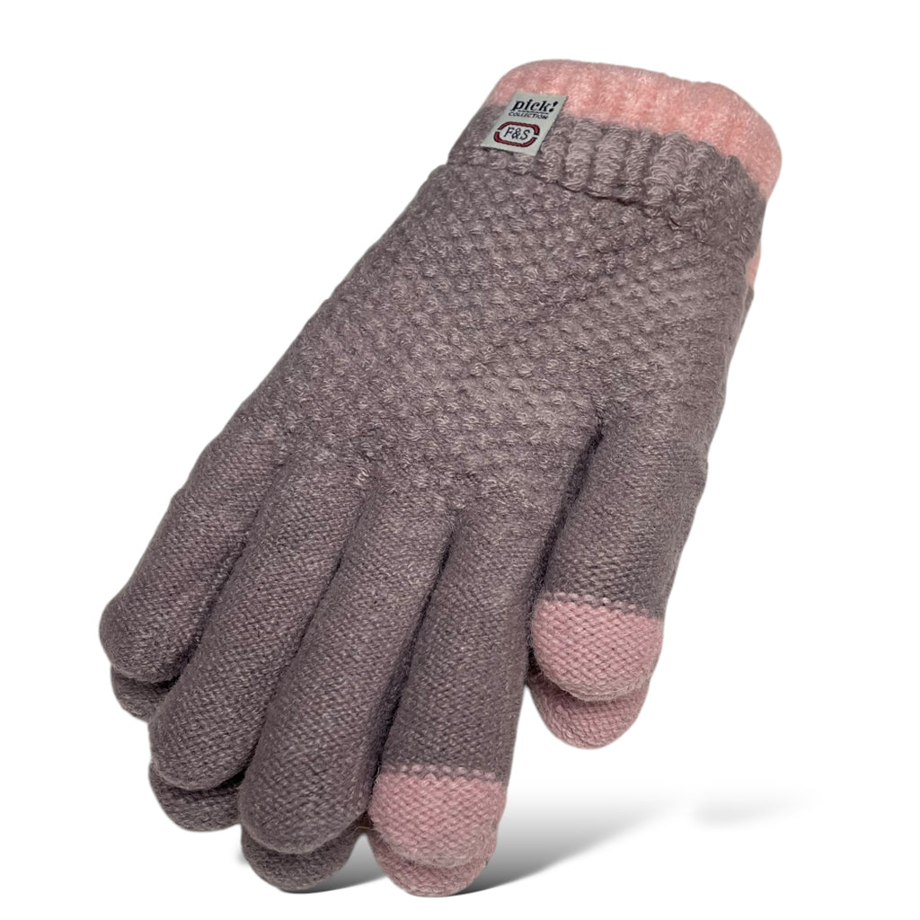 Women’s Winter Gloves - Warm Fleece-Lined Knit, 2-Finger Touch Screen Compatible