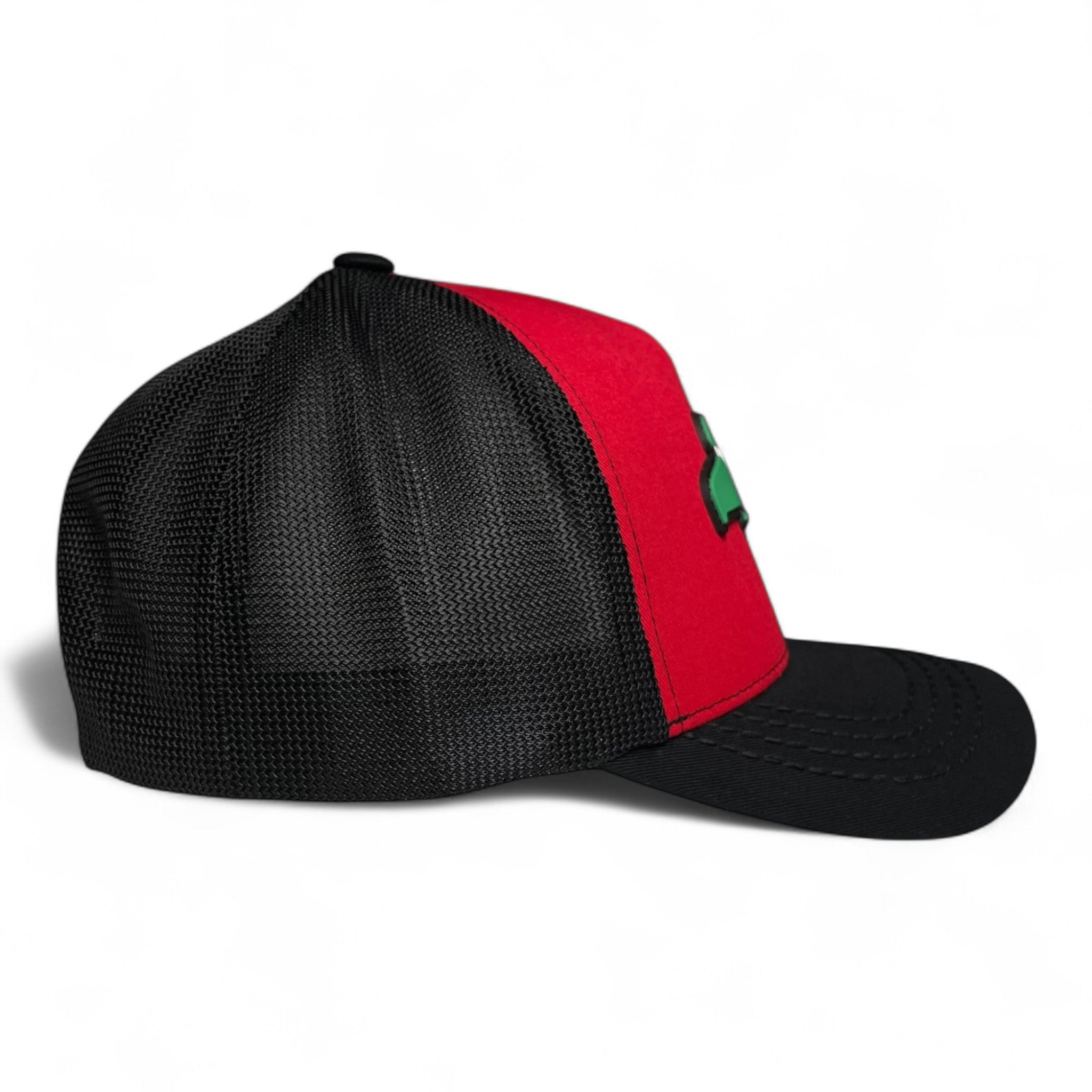 Hecho en Mexico PVC Eagle Patch Mesh Back Baseball Cap Red
