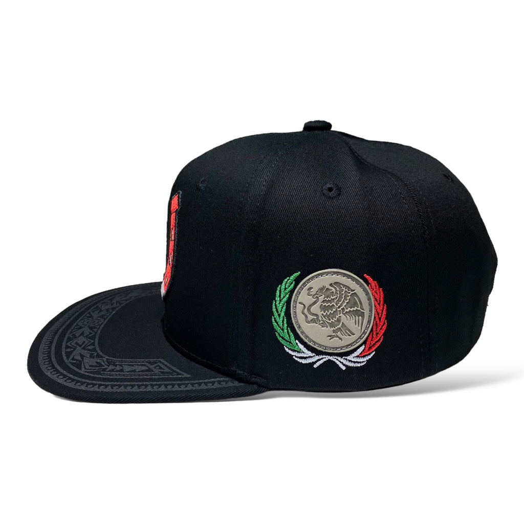 Embroidered Horseshoe with Mexico Flag Baseball Cap - Flat Brim Hats