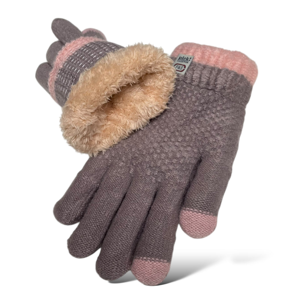 Women’s Winter Gloves - Warm Fleece-Lined Knit, 2-Finger Touch Screen Compatible