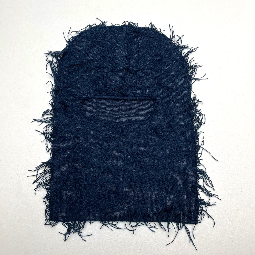 Distressed Knit Full-Face Balaclava Ski Mask - Navy Winter Hip-Hop Headgear