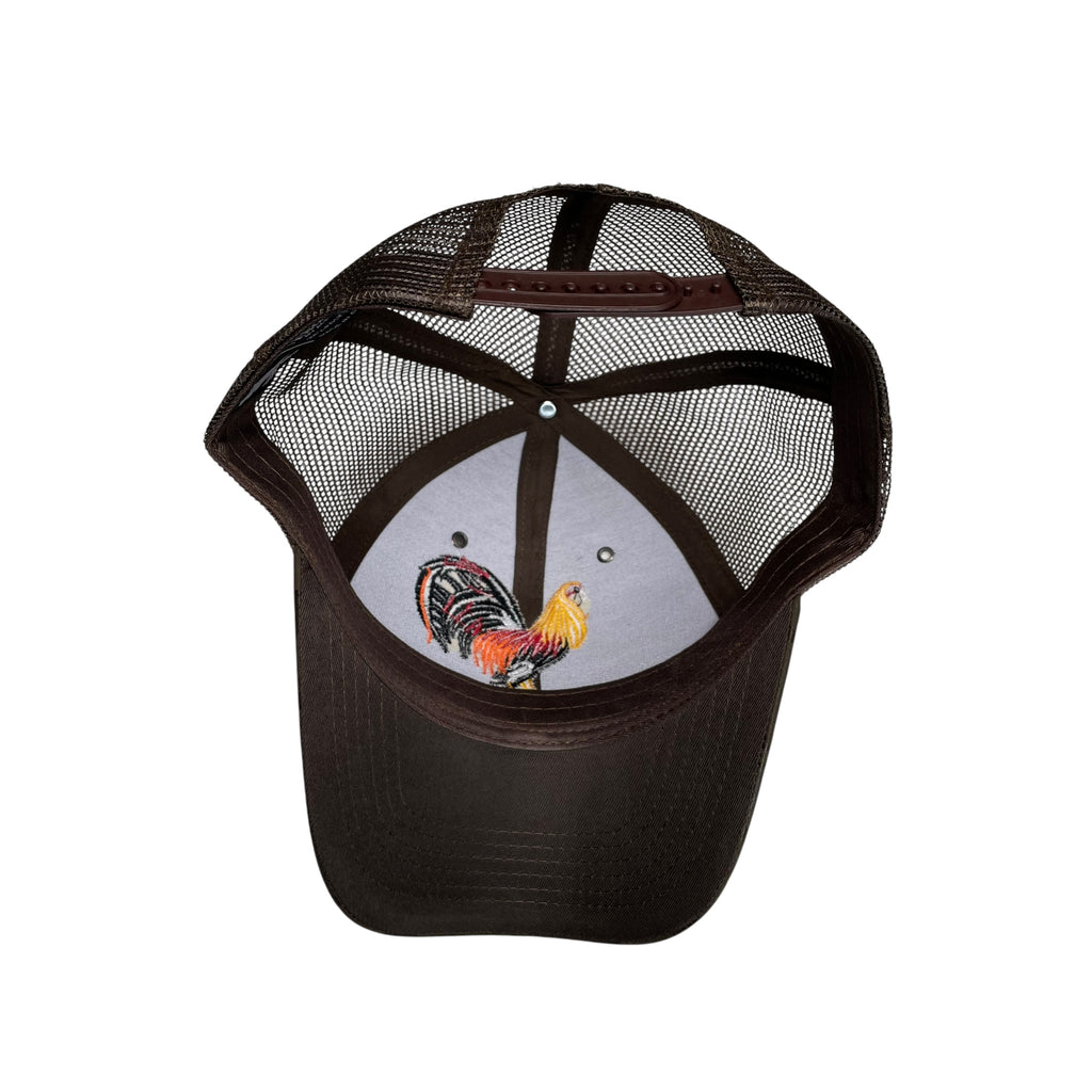 Rooster Fight Baseball Cap Camouflage Brown, Gallo Embroidered Adjustable Hat