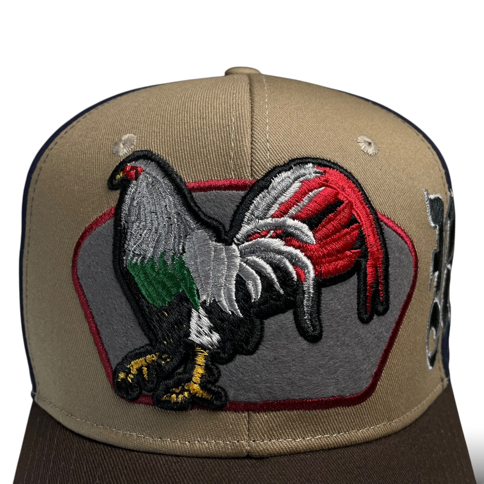 Mexican Rooster El Gallo Embroidered Snapback Cap Khaki Western