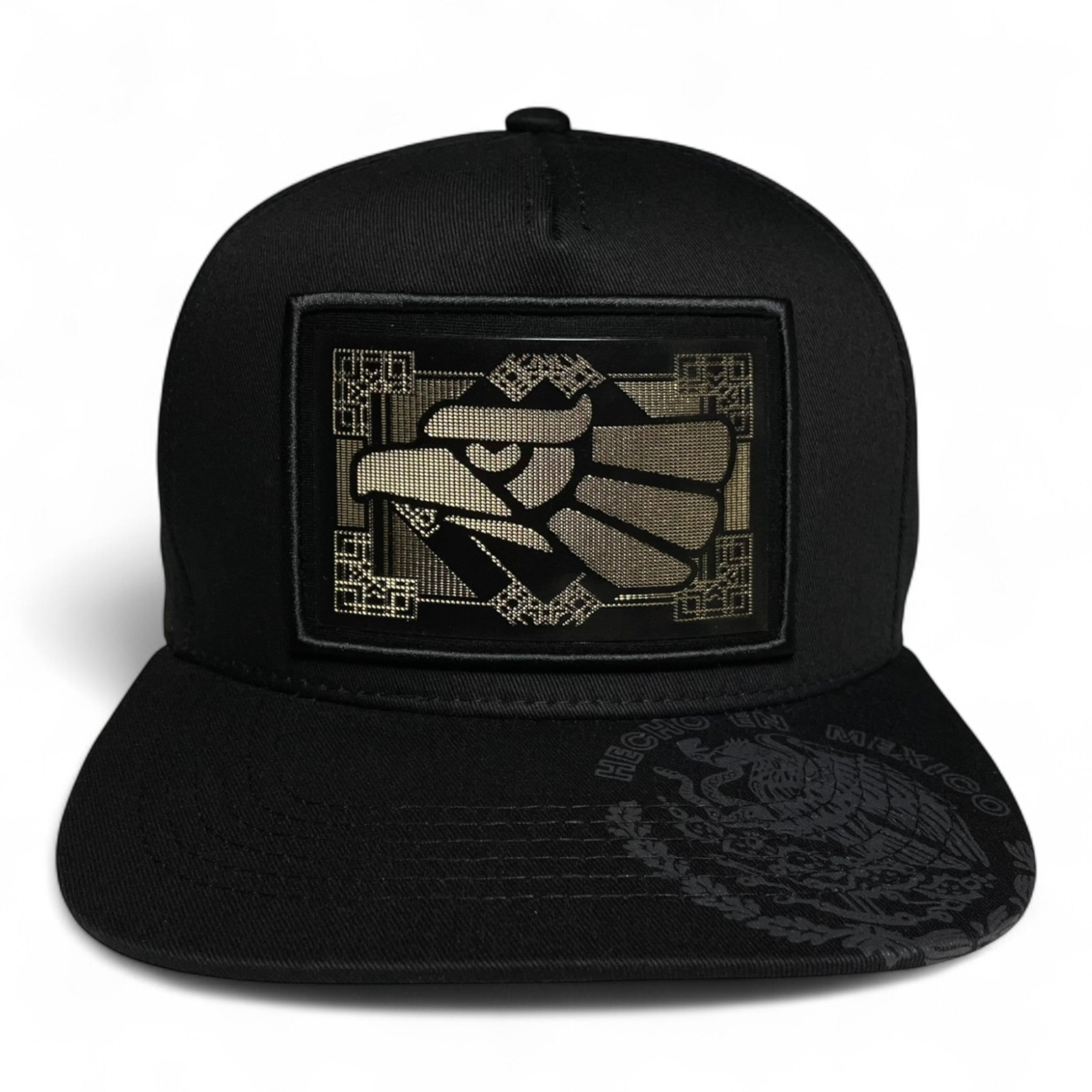 Hecho en Mexico Golden Mexican Eagle Rubber Patch Snapback Cap – Black