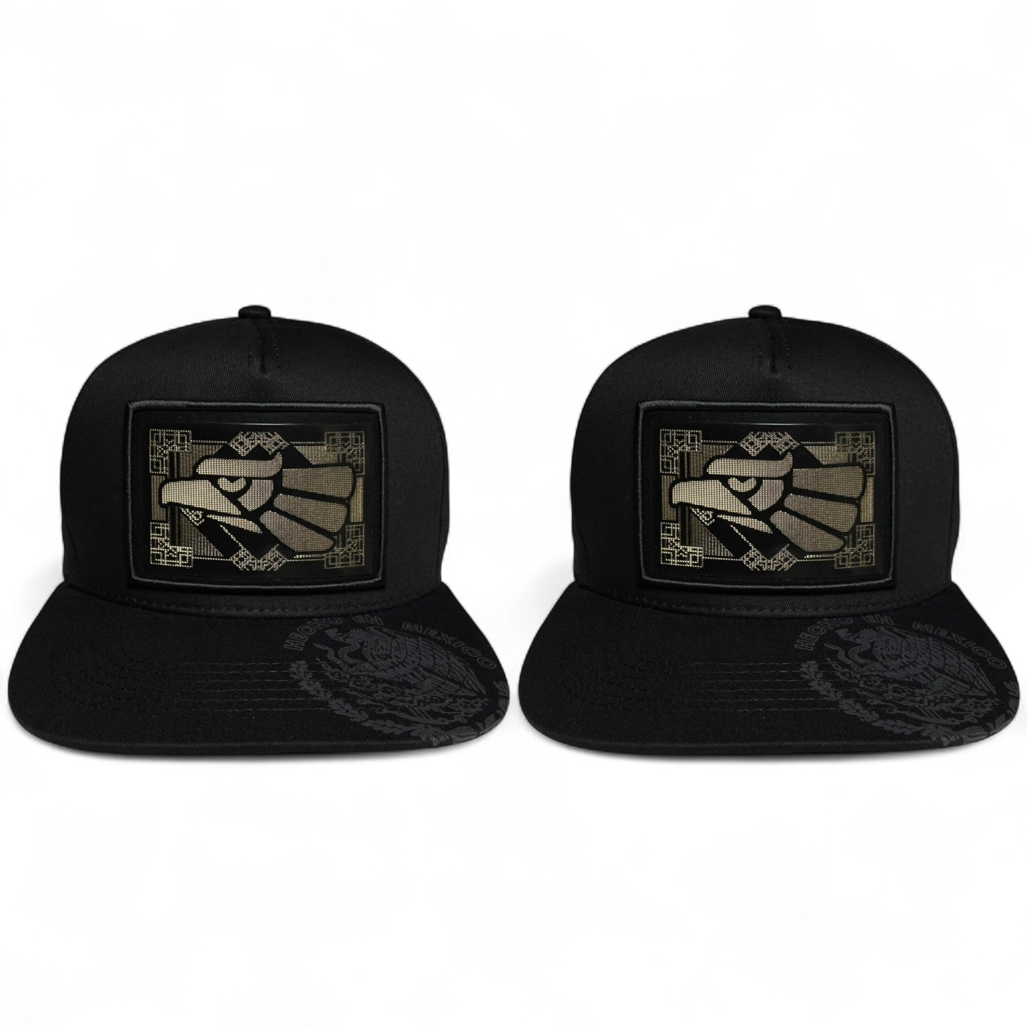 Hecho en Mexico Golden Mexican Eagle Rubber Patch Snapback Cap – Black