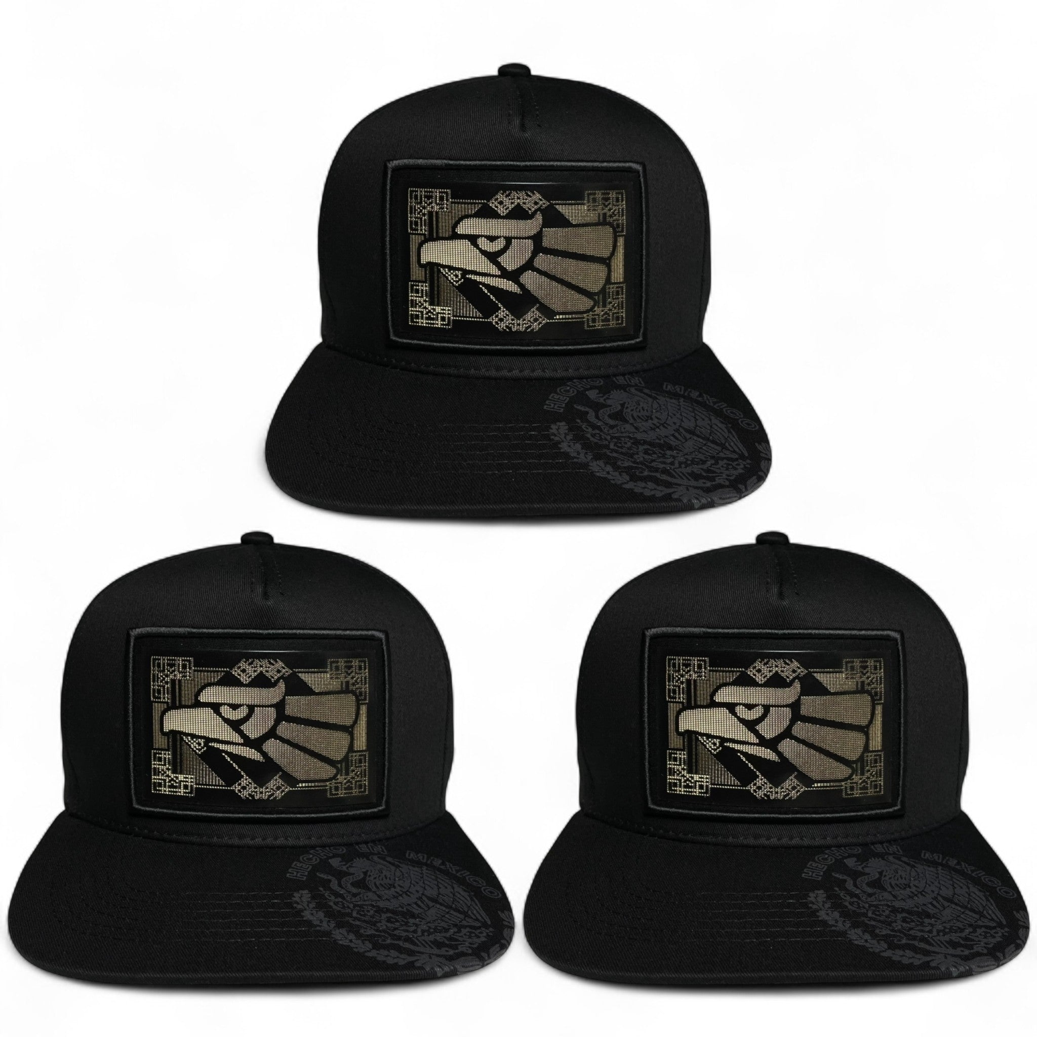 Hecho en Mexico Golden Mexican Eagle Rubber Patch Snapback Cap – Black