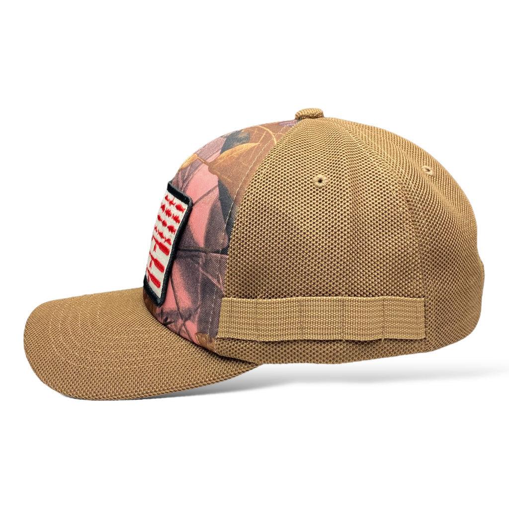 Camo Fishing Cap with American Flag Embroidered Pocket Patch | Wholesale Caps