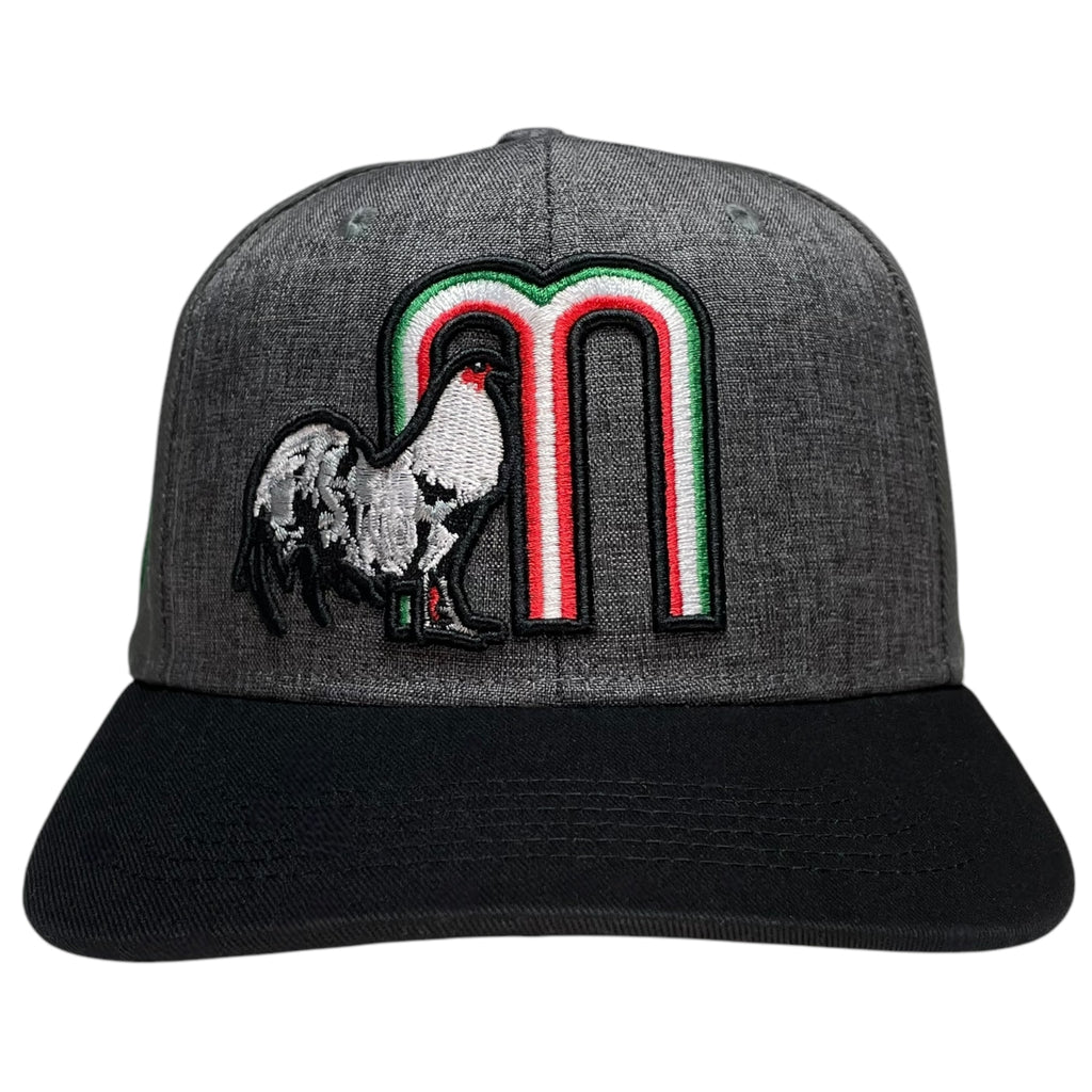 Black Mexico Rooster Embroidered Snapback Hat - Bold rooster design for a unique and casual streetwear style.