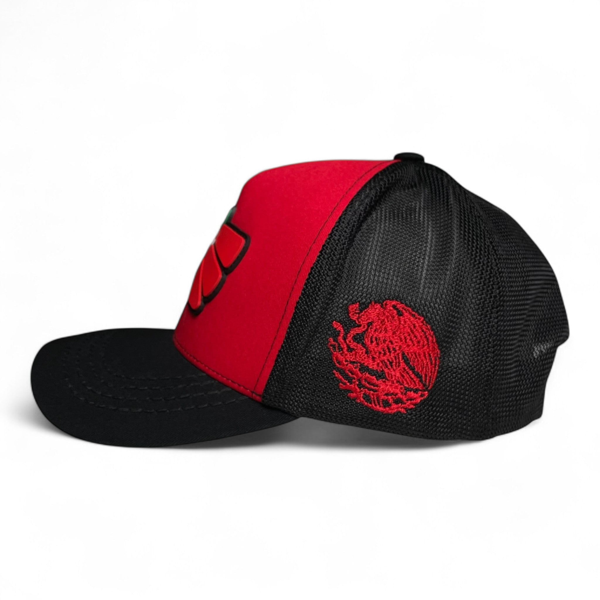 Hecho en Mexico PVC Eagle Patch Mesh Back Baseball Cap Red