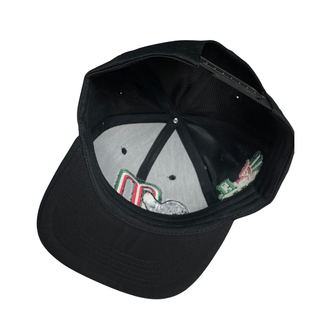 Mexico Rooster El Gallo Embroidered Snapback Hat – Black Flat Brim Cap