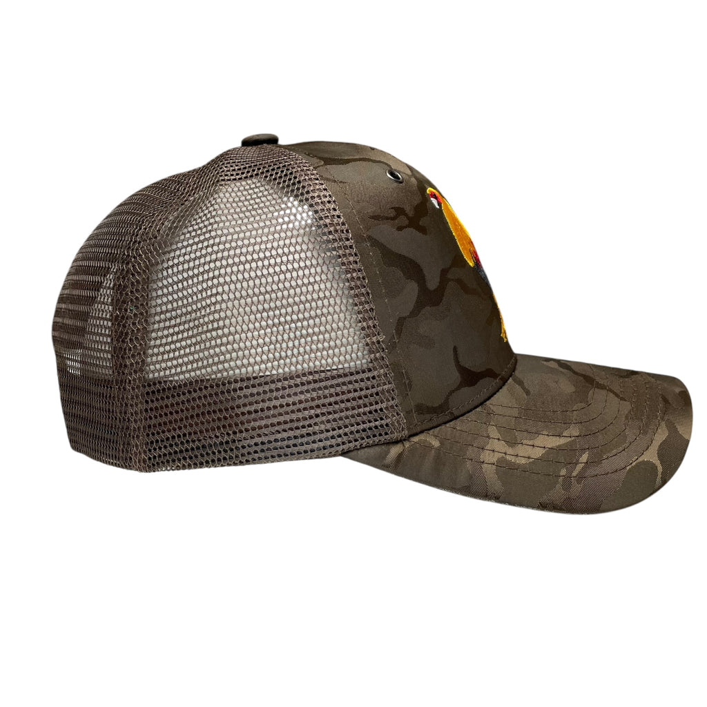 Rooster Fight Baseball Cap Camouflage Brown, Gallo Embroidered Adjustable Hat