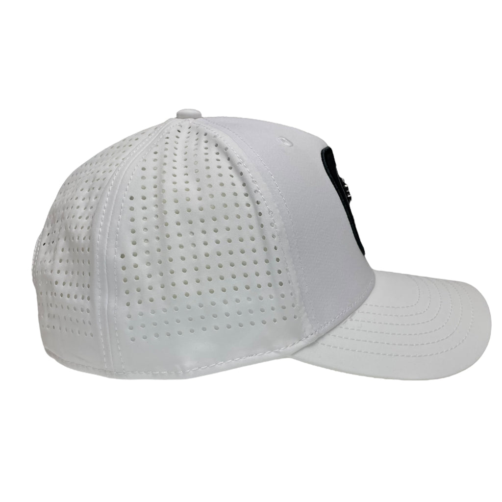 Hecho en Mexico Eagle Logo Baseball Cap – White Laser Cut Snapback