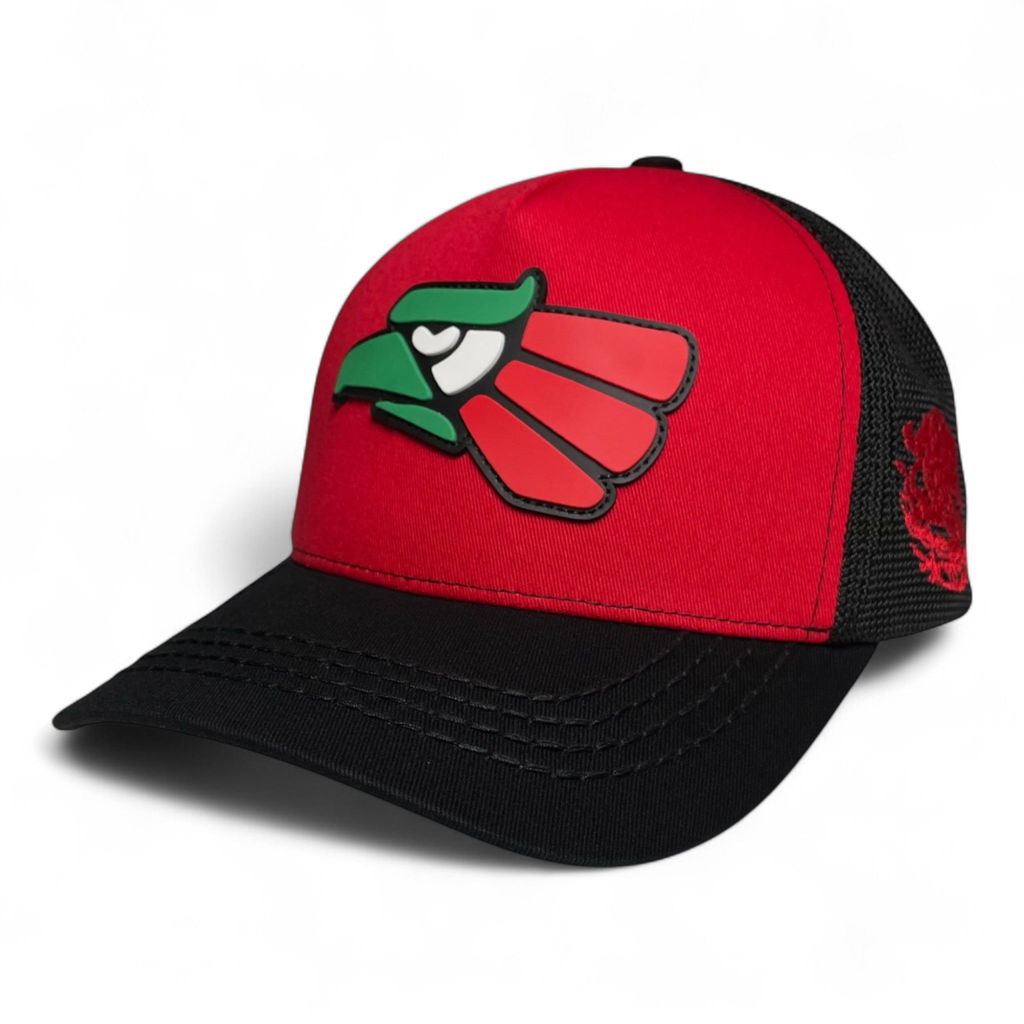 Hecho en Mexico PVC Eagle Patch Mesh Back Baseball Cap Red