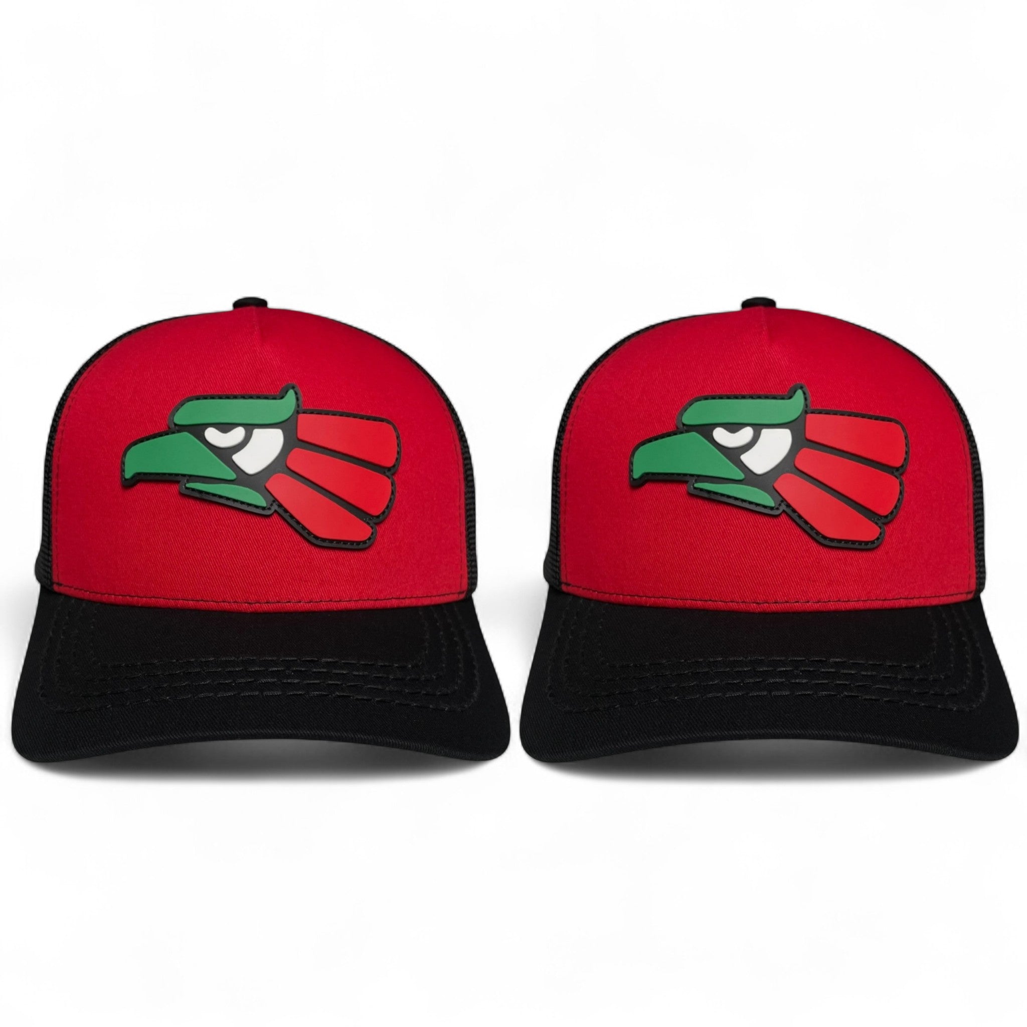 Hecho en Mexico PVC Eagle Patch Mesh Back Baseball Cap Red