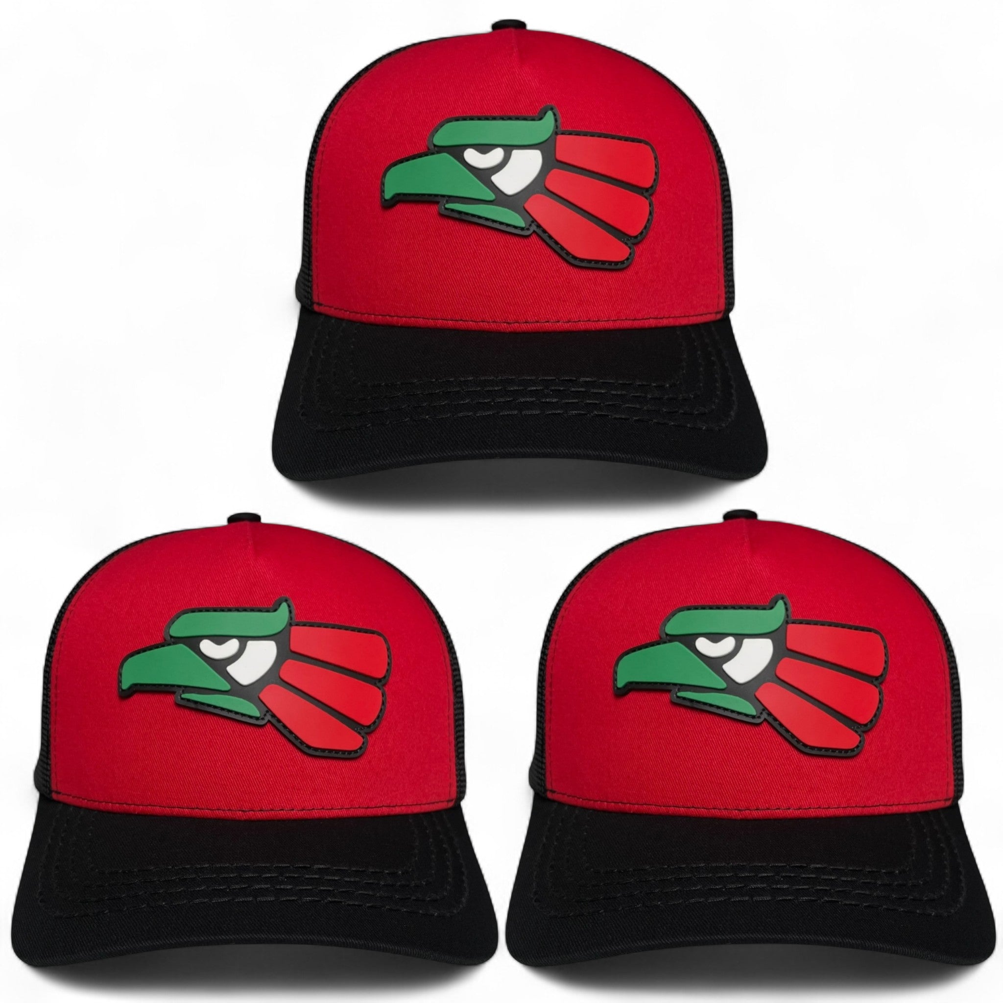 Hecho en Mexico PVC Eagle Patch Mesh Back Baseball Cap Red