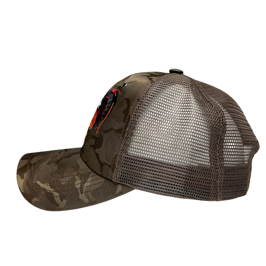 Rooster Fight Baseball Cap Camouflage Brown, Gallo Embroidered Adjustable Hat