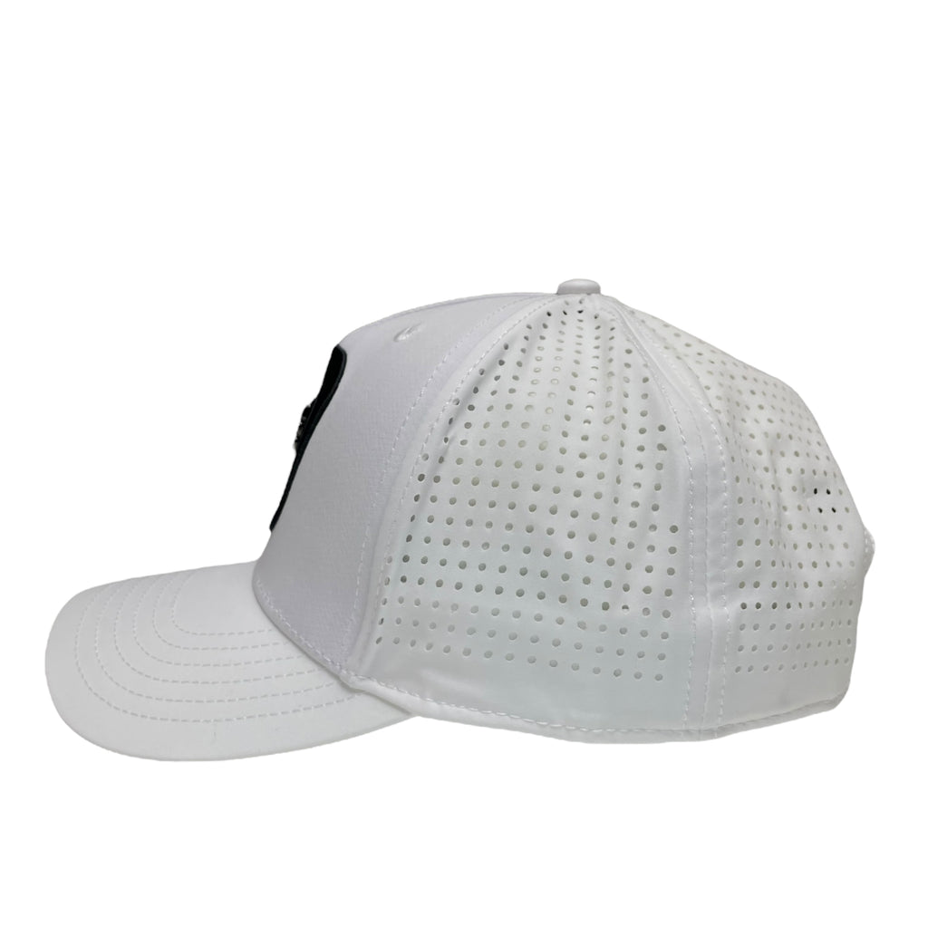 Hecho en Mexico Eagle Logo Baseball Cap – White Laser Cut Snapback