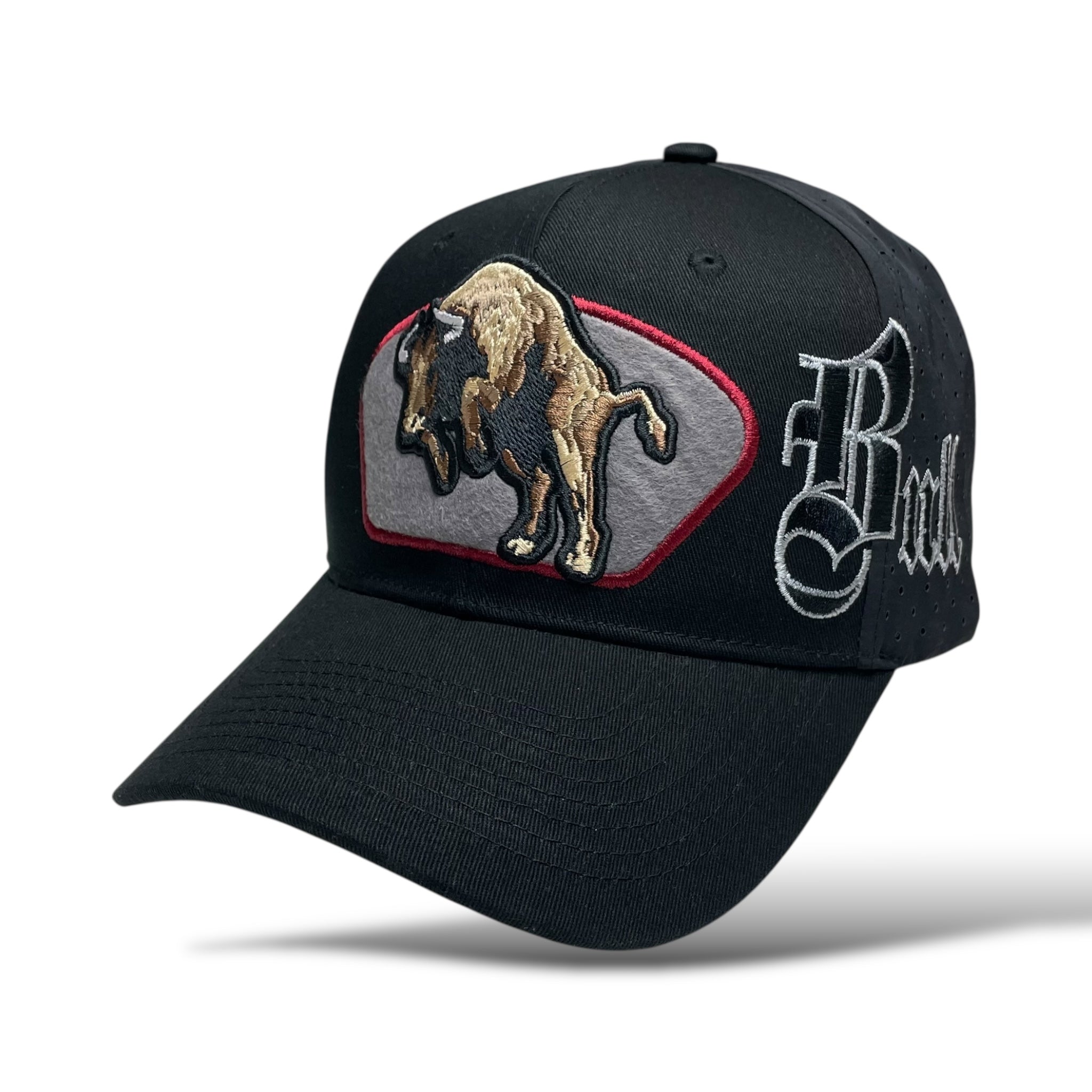 Bull Embroidered Western Rodeo Style Snapback Cap Black