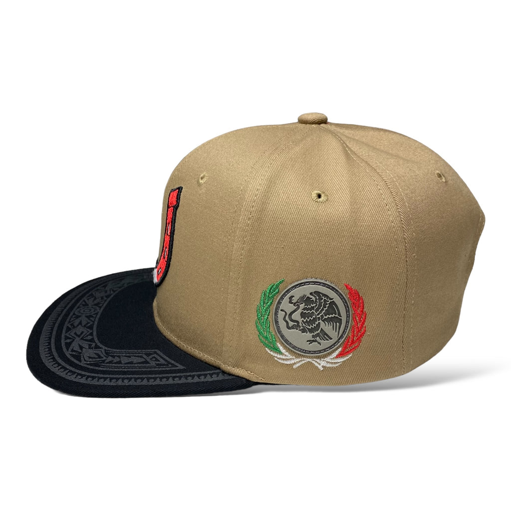 Embroidered Horseshoe with Mexico Flag Baseball Cap - Flat Brim Hats