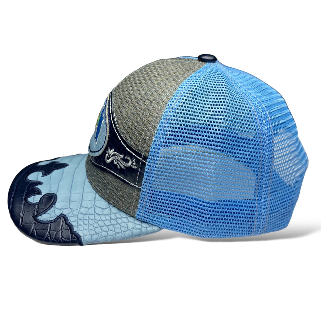 Embroidered Blue Guatemala Flag Straw Trucker Hat Snapback, Western Style Baseball Cap