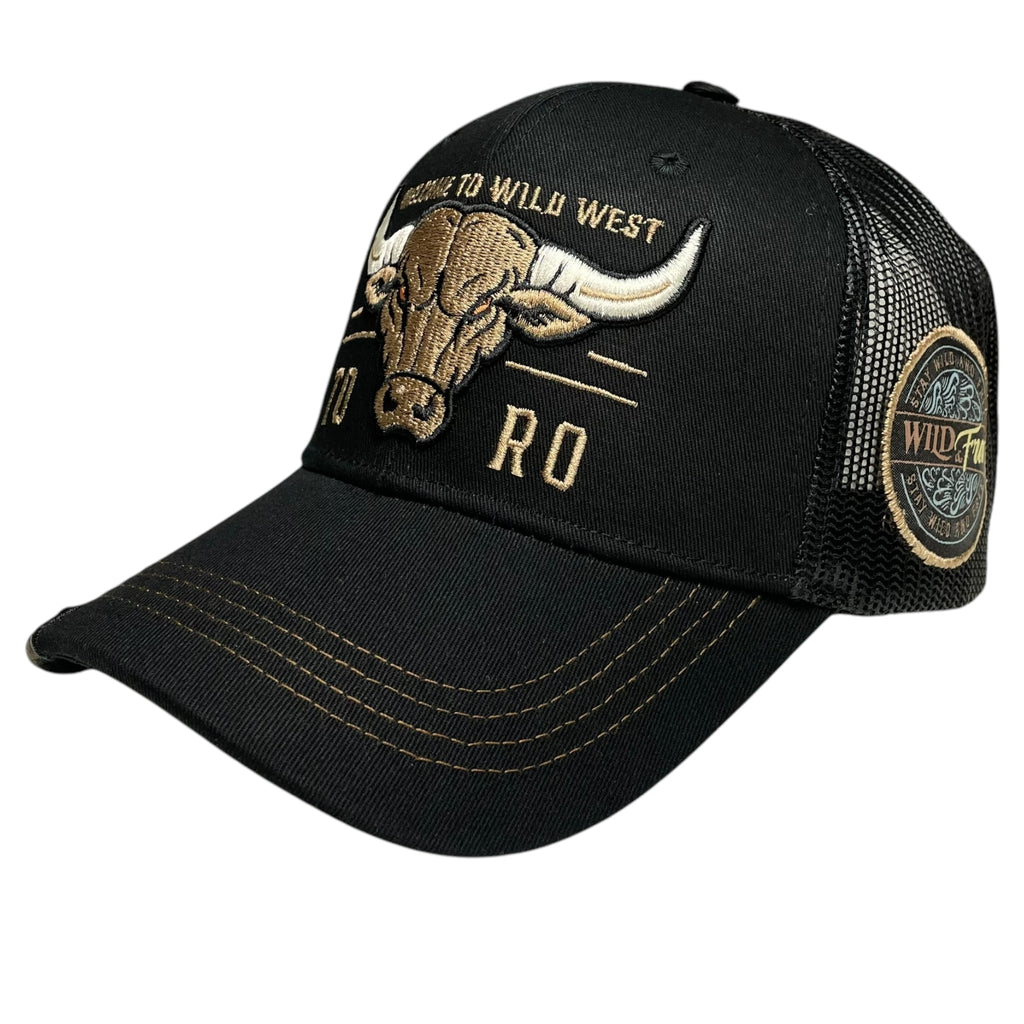 Mexico Toro Cowboy Trucker Hat – Black Embroidered Bull Snapback, Western Style