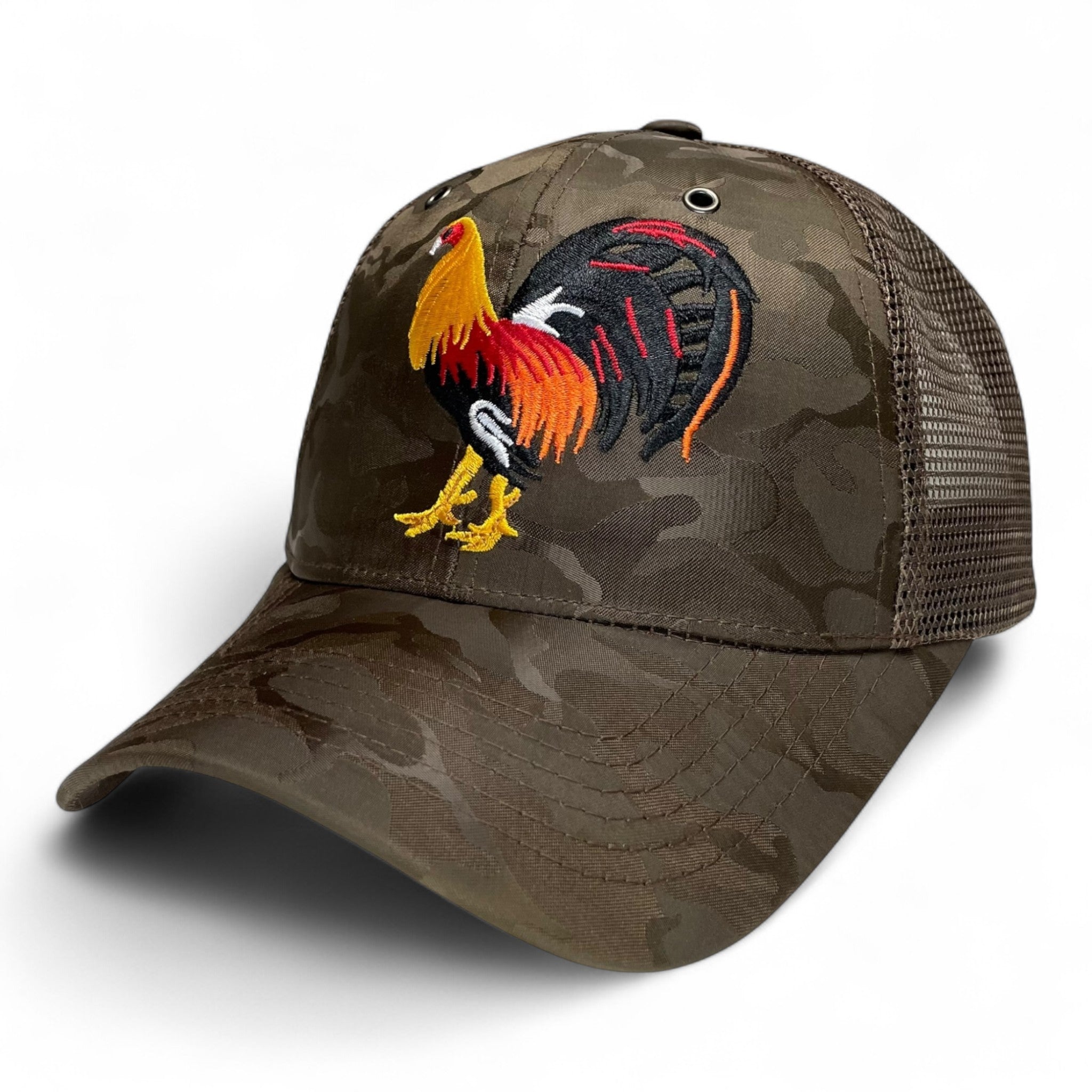 Rooster Embroidered Snapback Trucker Hat Brown Camo Pack of 3