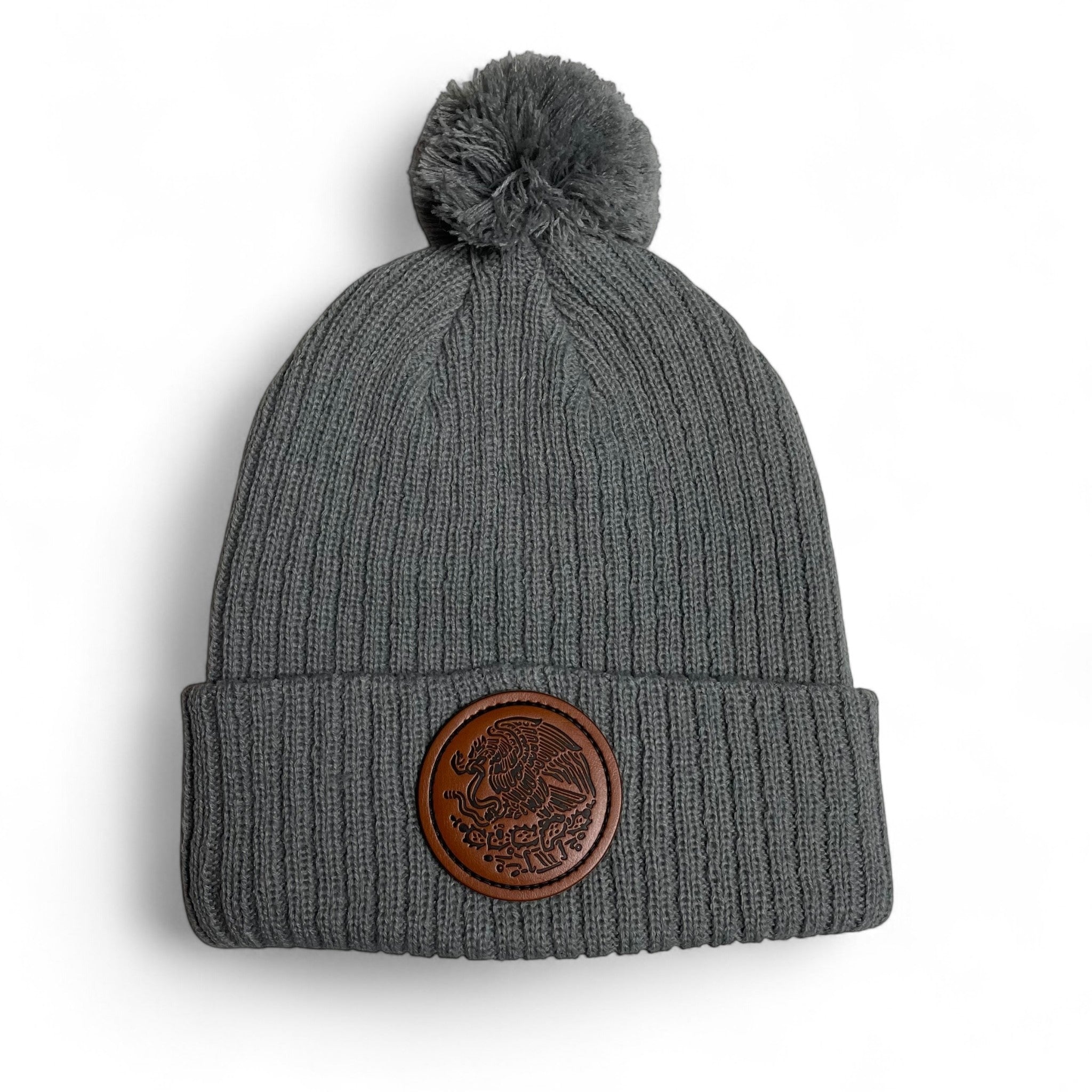 Gorro de Invierno con Parche de Cuero Águila de México