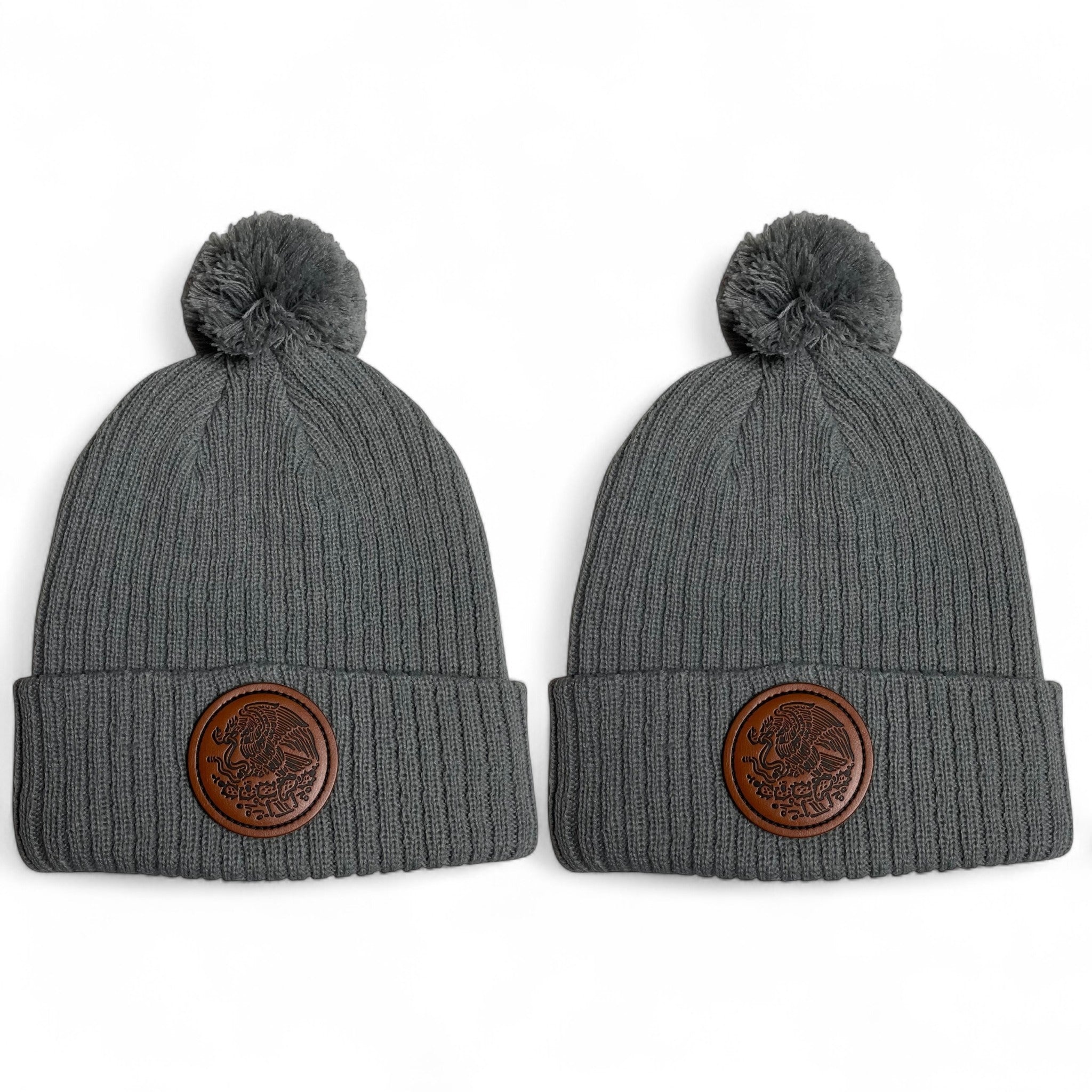 Gorro de Invierno con Parche de Cuero Águila de México