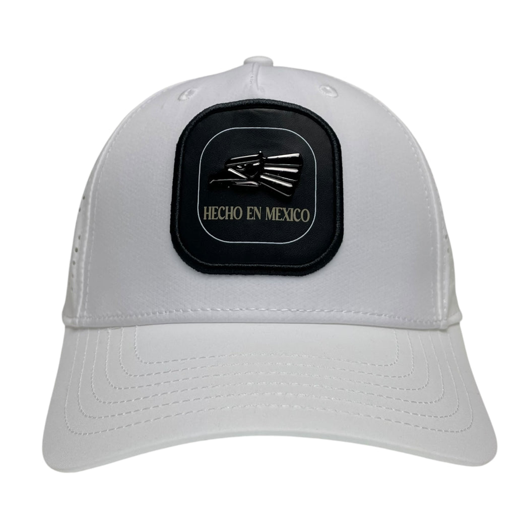 White Hecho en Mexico Eagle Laser Performance Baseball Cap Snapback