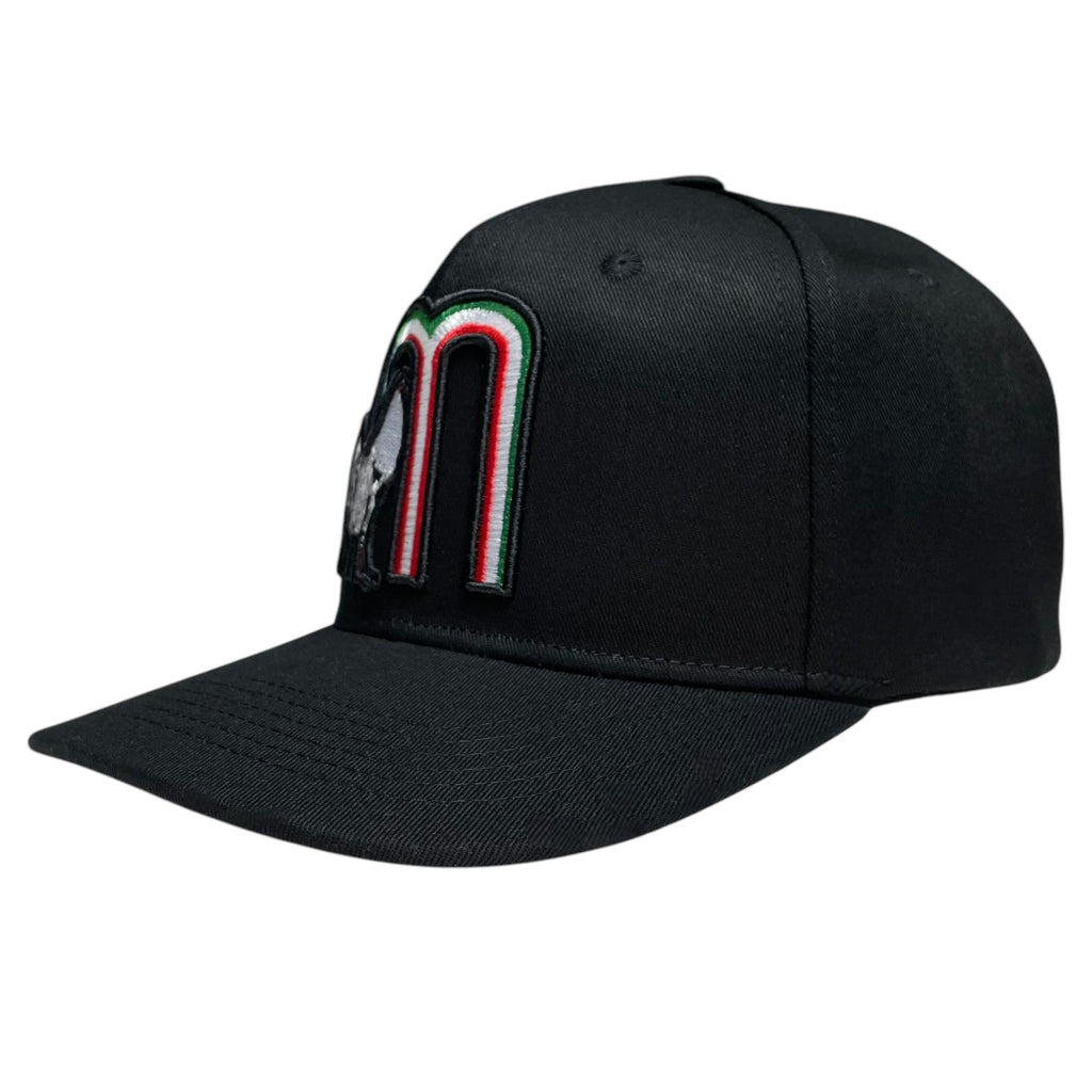 Mexico Rooster El Gallo Embroidered Snapback Hat – Black Flat Brim Cap