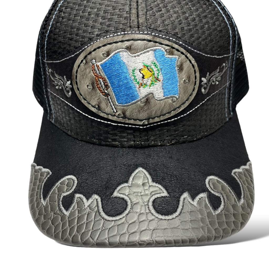 Embroidered Guatemala Flag Straw Trucker Hat Snapback, Western Style Baseball Cap