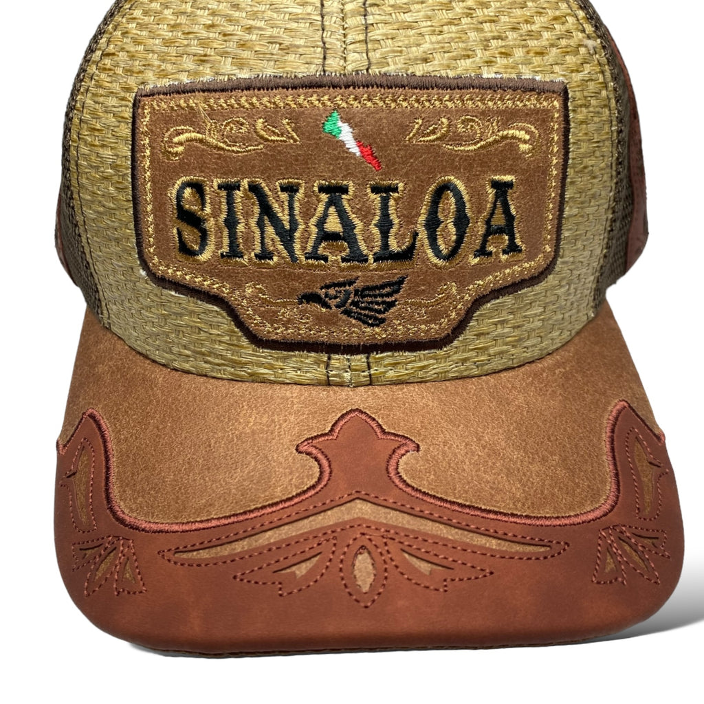 Sinaloa Mexico Straw Mesh Trucker Hat Snapback, Western Style Baseball Cap