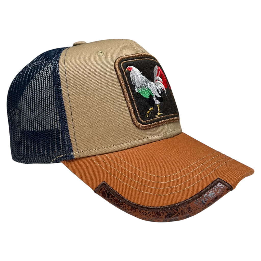 Mexican Rooster Trucker Snapback Baseball Cap - Curved Bill, Mesh Panels