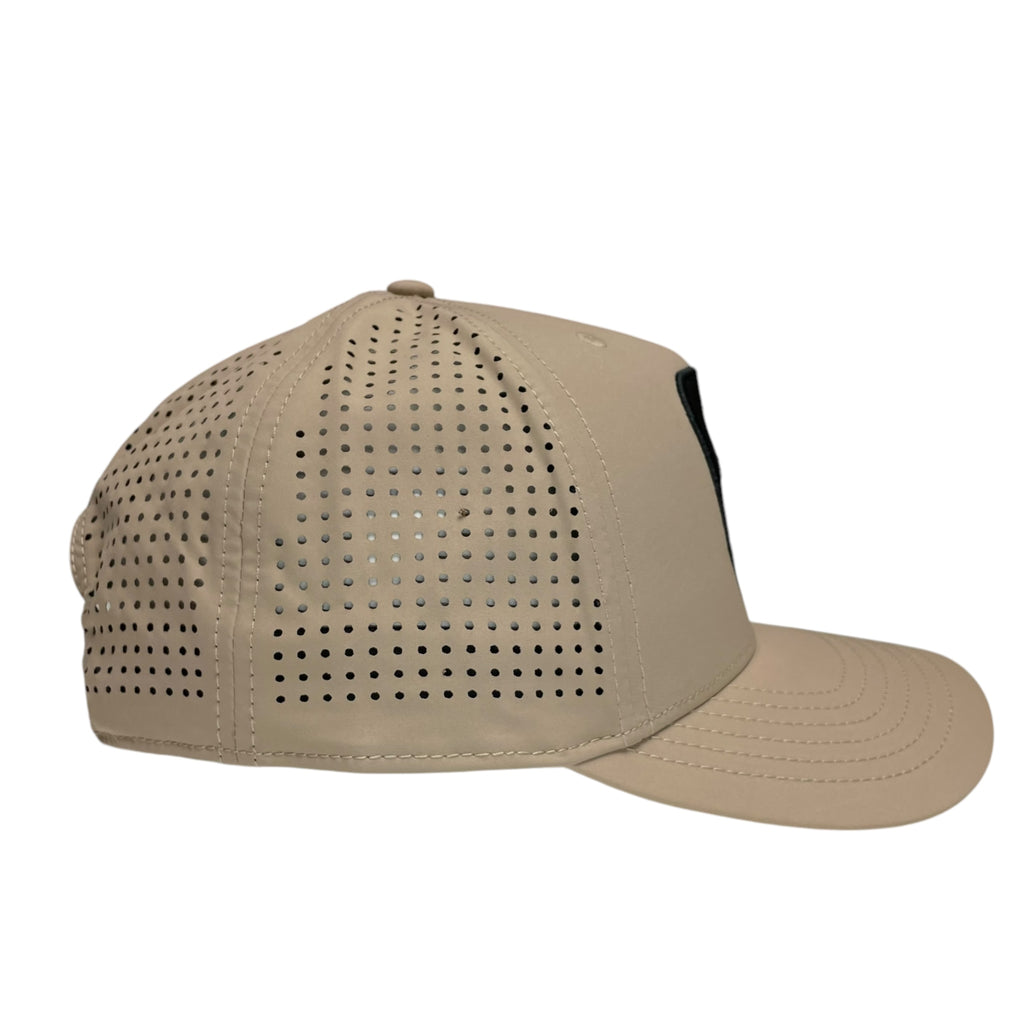 Hecho en Mexico Eagle Logo Baseball Cap – Beige Laser Cut Snapback