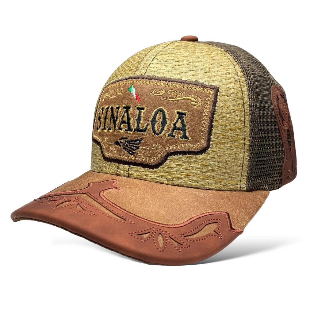 Sinaloa Mexico Straw Mesh Trucker Hat Snapback, Western Style Baseball Cap