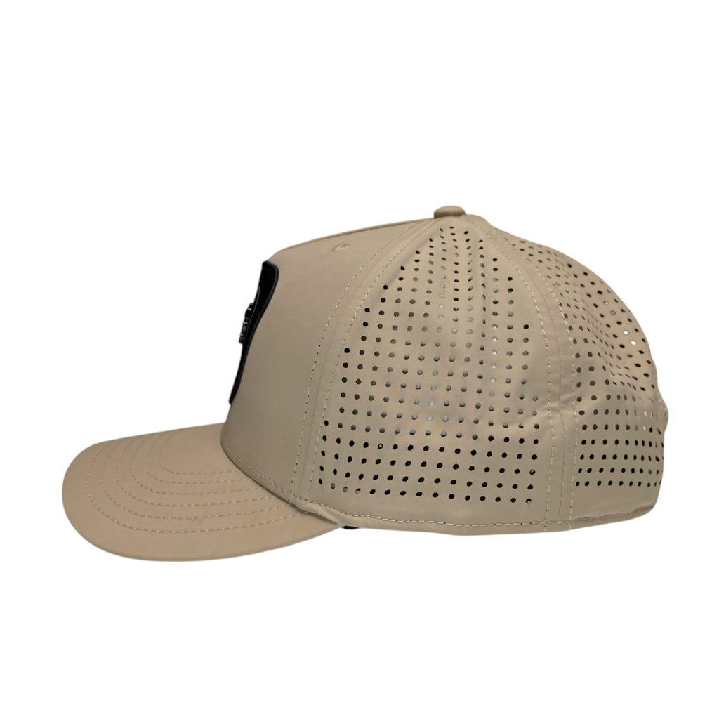 Hecho en Mexico Eagle Logo Baseball Cap – Beige Laser Cut Snapback