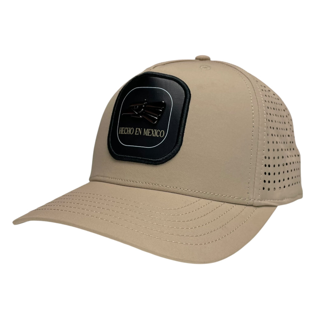 Hecho en Mexico Eagle Logo Baseball Cap – Beige Laser Cut Snapback