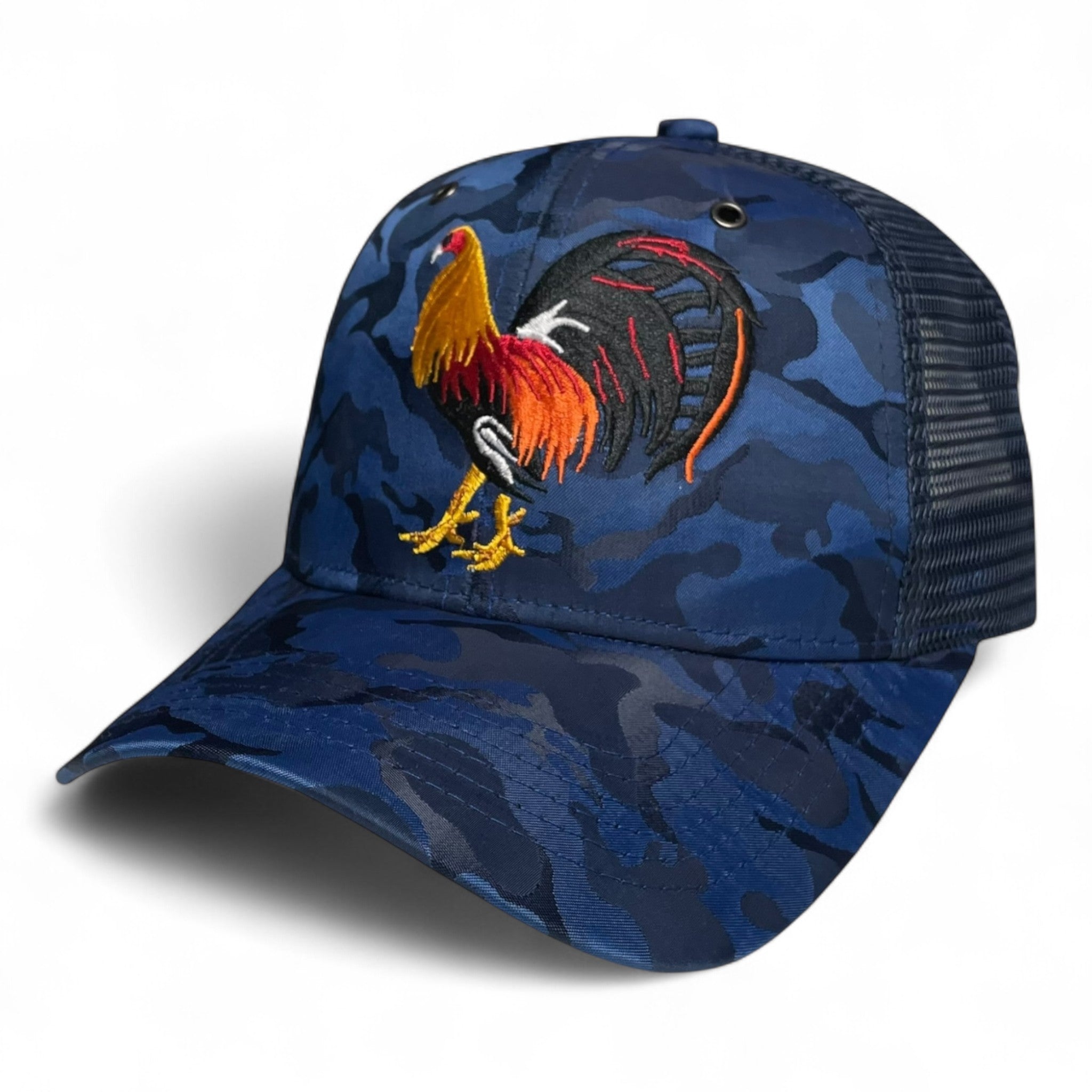 Rooster Embroidered Trucker Snapback Hat Blue Rodeo Style Pack of 3