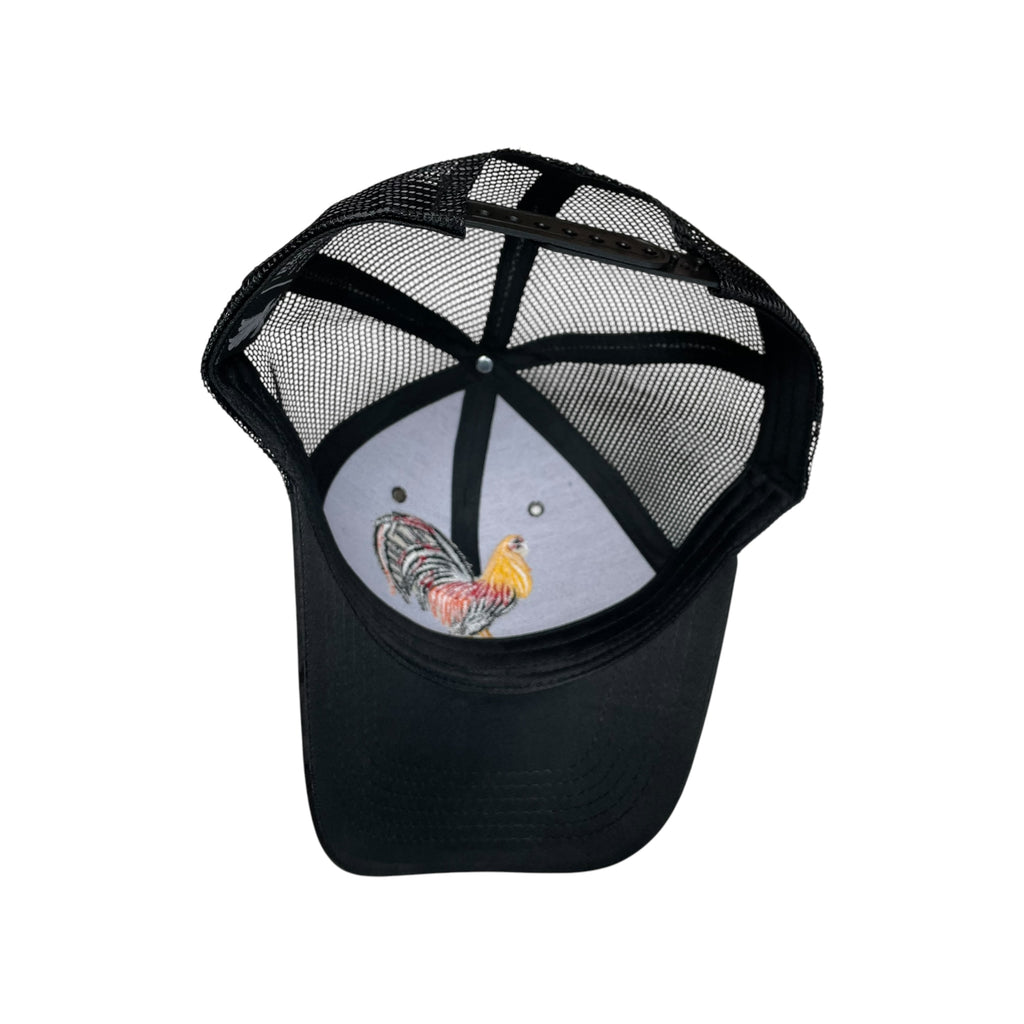 Rooster Fight Baseball Cap – Camouflage Black, Embroidered Adjustable