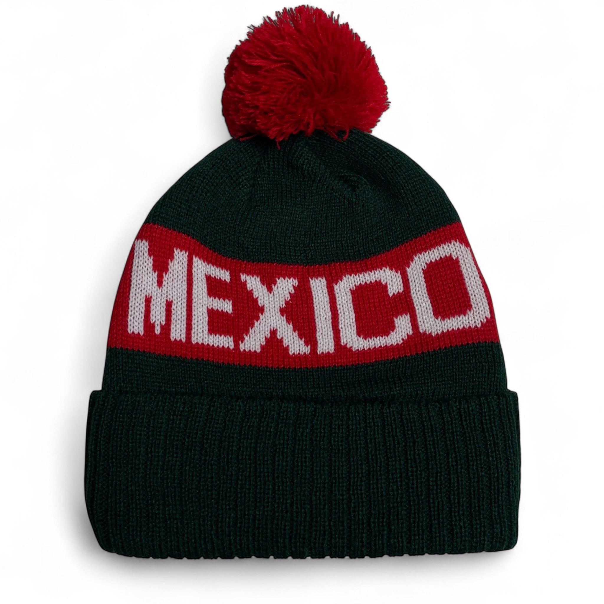Hecho en Mexico Pom Beanie – PVC Eagle Patch Winter Hat Wholesale
