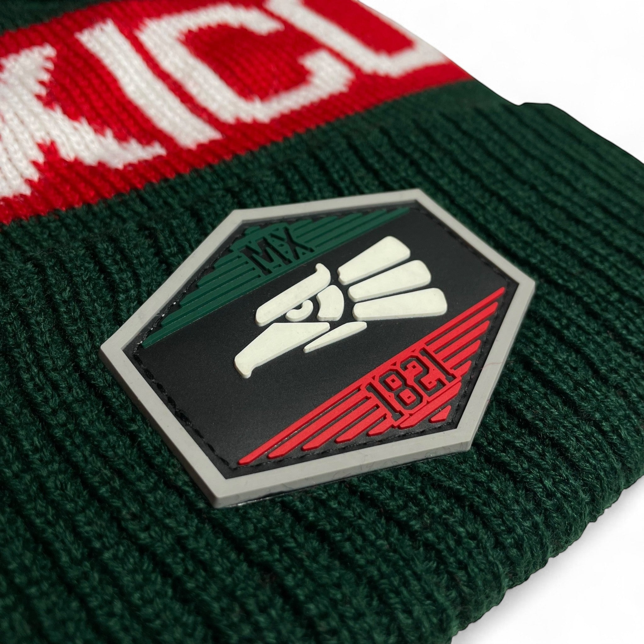 Hecho en Mexico Pom Beanie – PVC Eagle Patch Winter Hat Wholesale