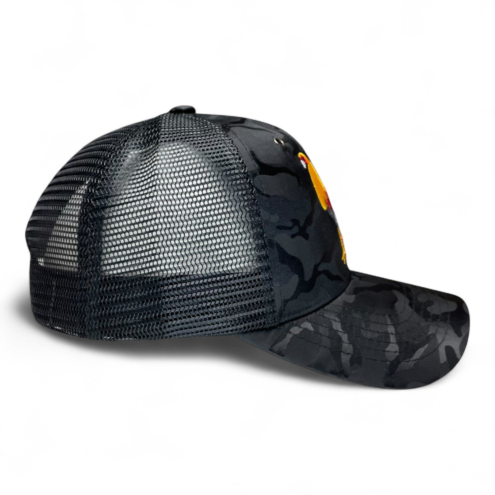 Rooster Fight Embroidered Snapback Trucker Hat Camo Rodeo Style