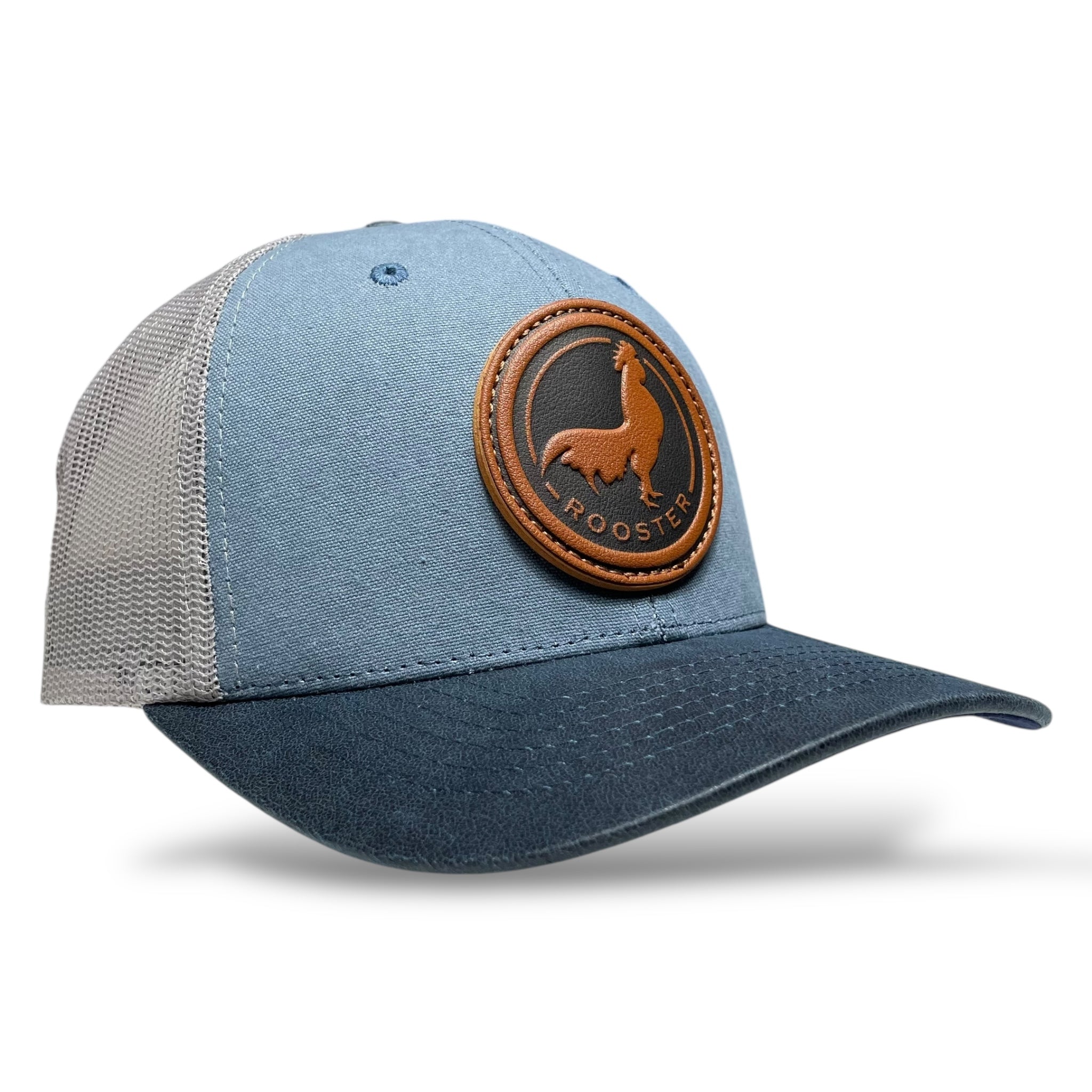 Mexico Rooster Leather Patch Trucker Hat – Canvas Curved Brim