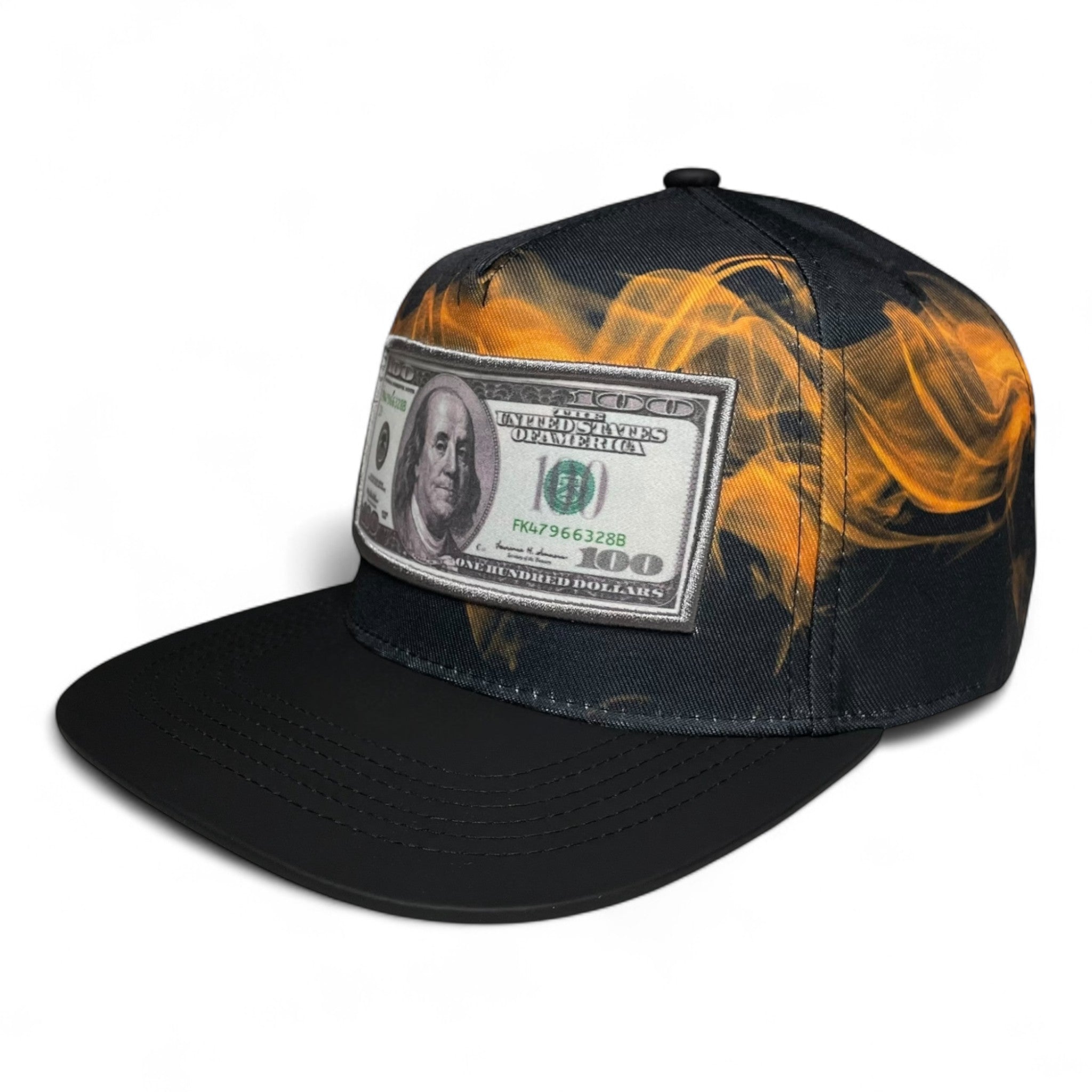100 Dollar Bill Embroidered Patch Snapback Cap
