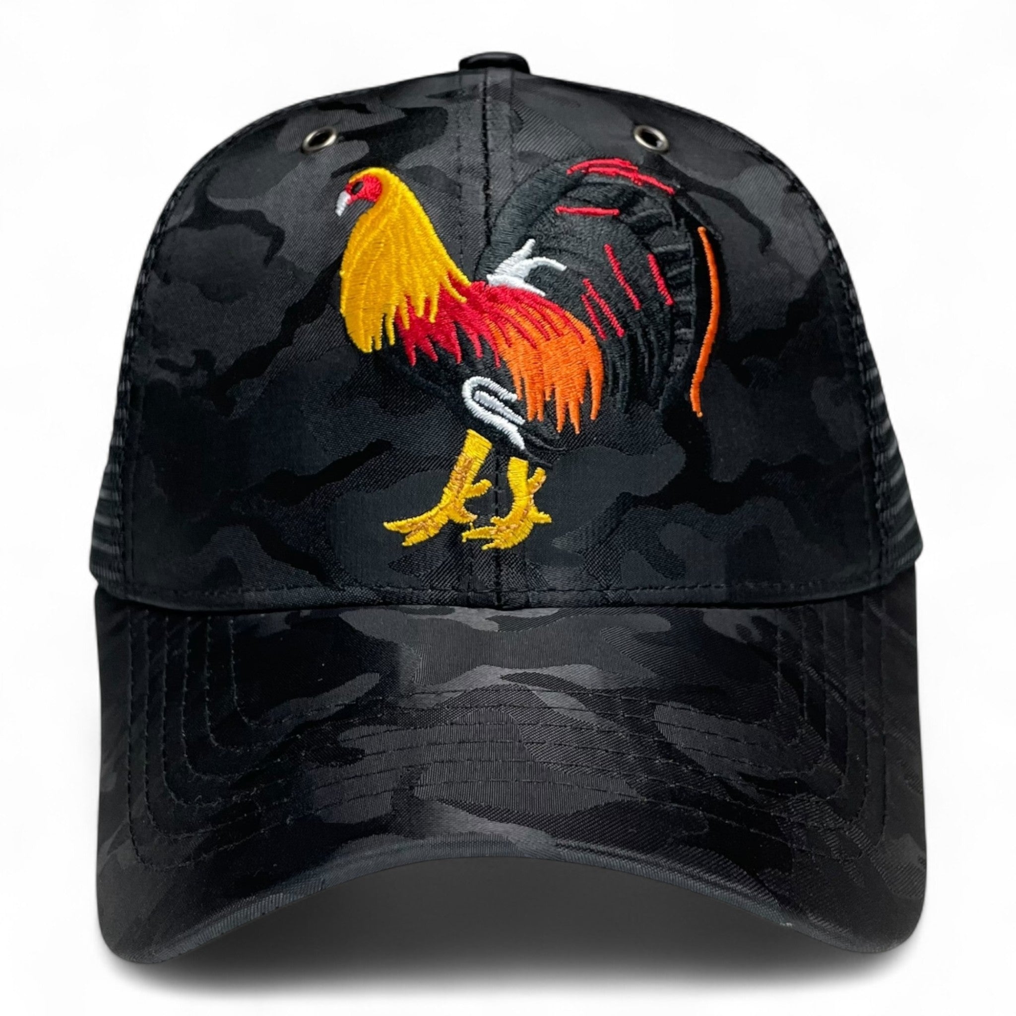 Wholesale Rooster Fight Embroidered Trucker Hat Black Rodeo Pack of 3