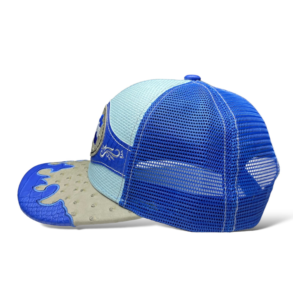 Embroidered Blue Honduras Flag Straw Trucker Hat Snapback, Western Style Baseball Cap