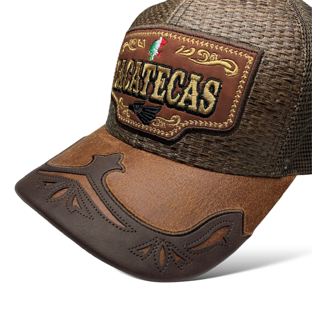 Zacatecas Mexico Straw Mesh Trucker Hat Snapback, Western Style Baseball Cap