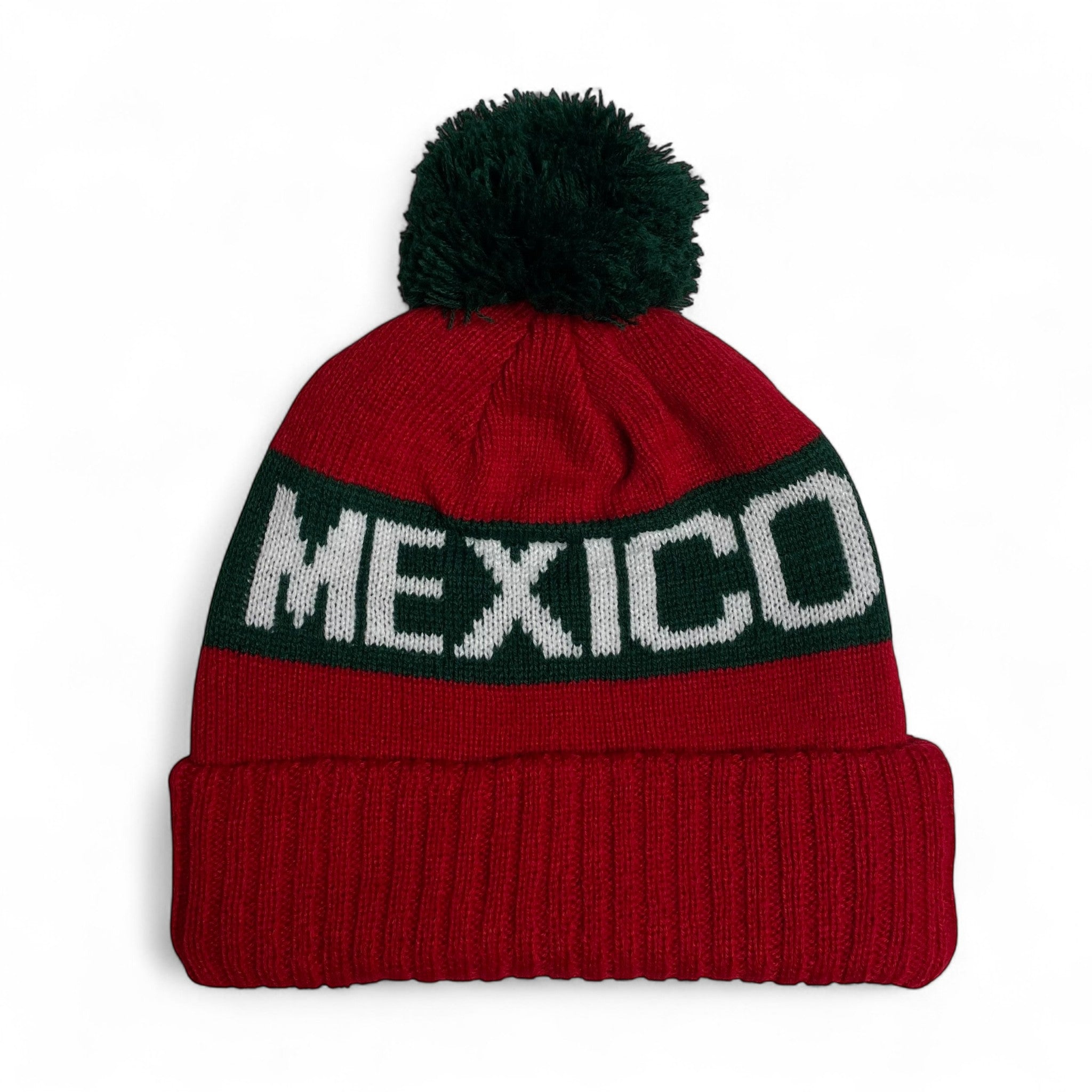 Hecho en Mexico Pom Beanie – PVC Eagle Patch Winter Hat