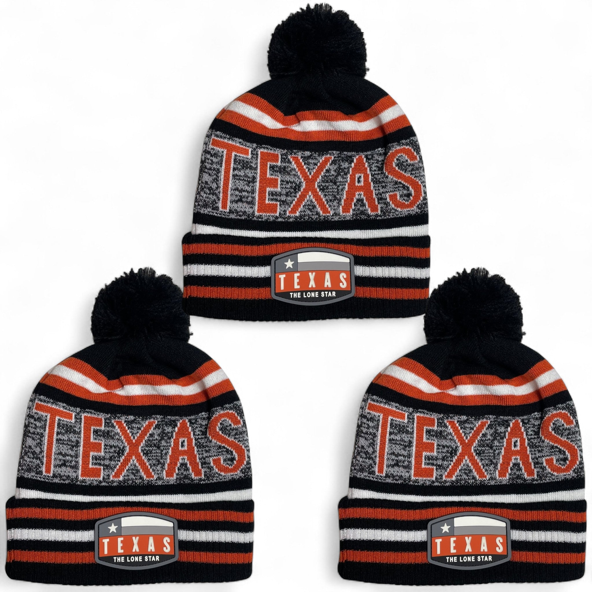 Texas Pom Beanie Winter Hat – Warm Knit Hat for Men & Women