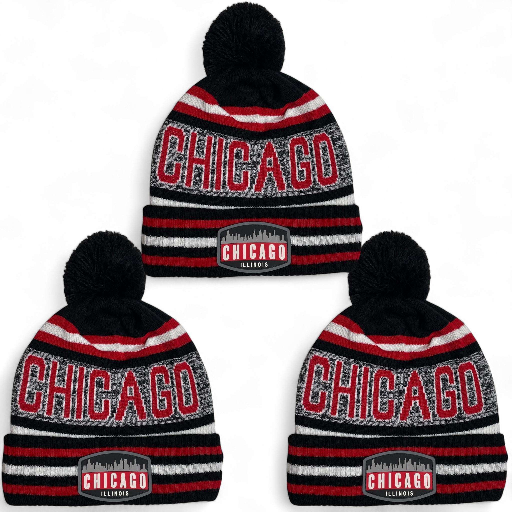 Chicago Pom Beanie Winter Hat – Warm Knit Hat for Men & Women